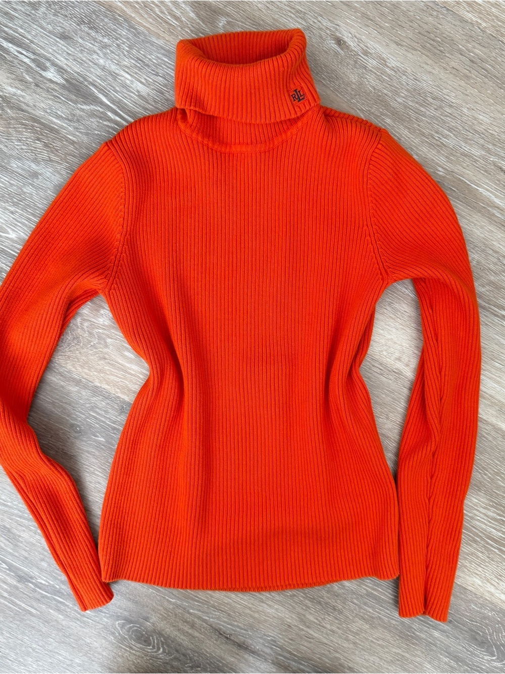 Ralph Lauren Bright Orange Ribbed Turtleneck Sweater